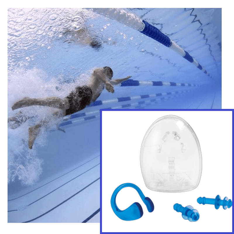 Ingrijire personala si Cosmetice - Aparate & accesorii ingrijire personala - Aparate cosmetice - Aparate intretinere si ingrijire corporala - Set Dopuri Urechi si Clema pentru Nas Inot cu Husa Depozitare G Glixicom® - Infinity.ro