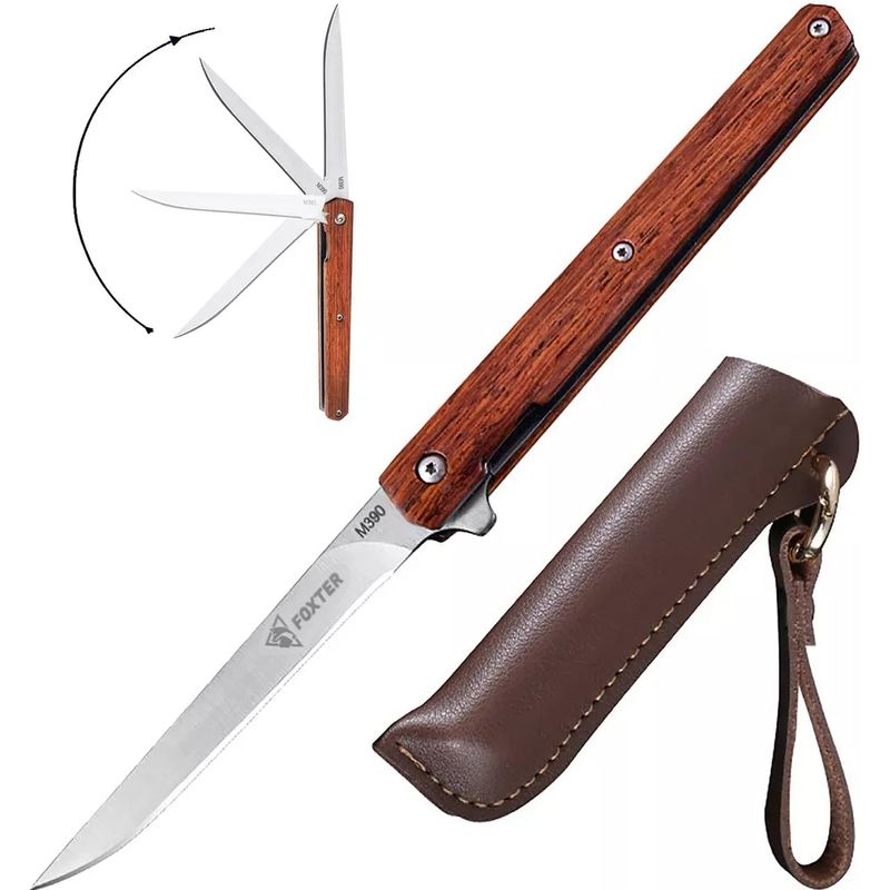 Casa si Gradina - Bucatarie si vesela - Vesela si tacamuri - Cutite si seturi de cutite - Cutit de vanatoare tactic Foxter, 21.5 cm, metal si lemn, husa - Infinity.ro