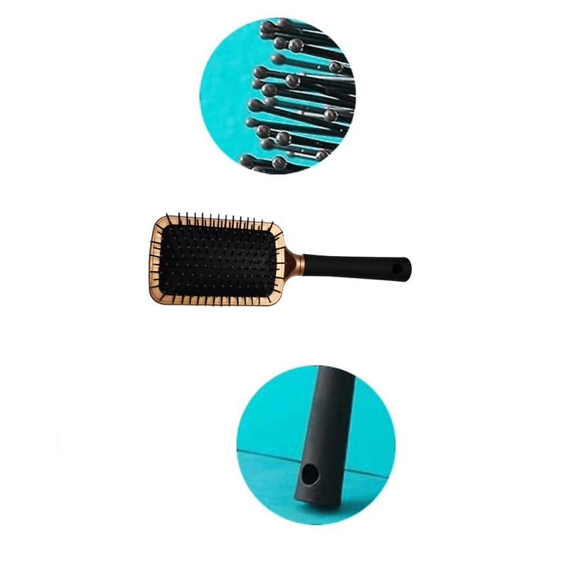 Ingrijire personala si Cosmetice - Aparate & accesorii ingrijire personala - Aparate cosmetice - Aparate intretinere si ingrijire corporala - Perie de Par Patrata cu Pernita din ABS si Metal cu Maner din Cauciuc Siliconat 24 x 8 cm G Glixicom® - Infinity.ro