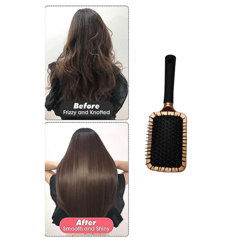 Ingrijire personala si Cosmetice - Aparate & accesorii ingrijire personala - Aparate cosmetice - Aparate intretinere si ingrijire corporala - Perie de Par Patrata cu Pernita din ABS si Metal cu Maner din Cauciuc Siliconat 24 x 8 cm G Glixicom® - Infinity.ro