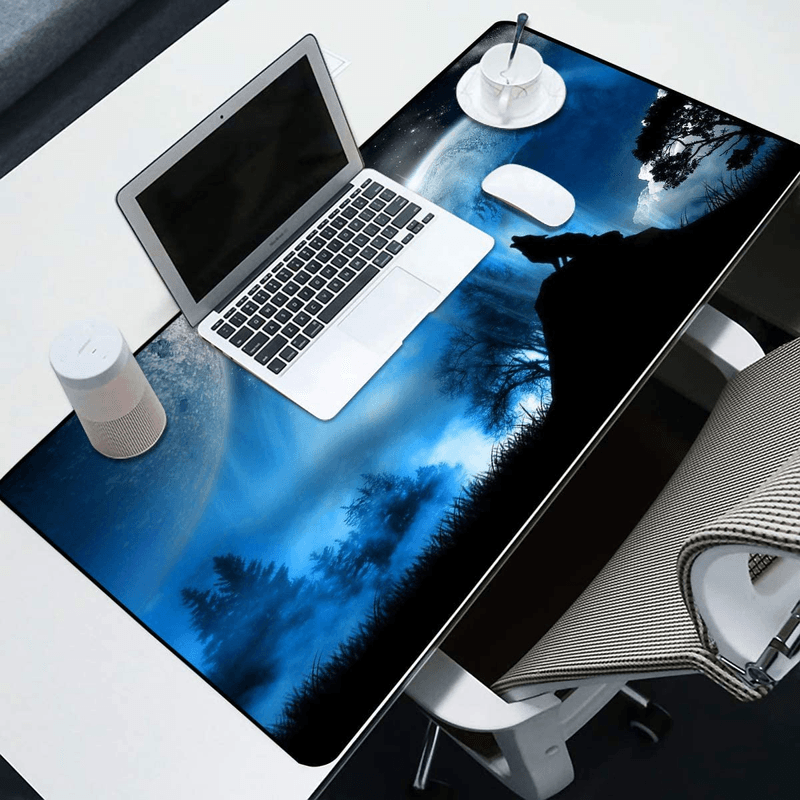 PC, gaming si accesorii - Periferice PC - Mousepad - Mousepad Cauciucat pentru Gaming 90 cm x 40 cm x 3 mm Model Lup Cusaturi Laterale si Baza Cauciucata - Infinity.ro