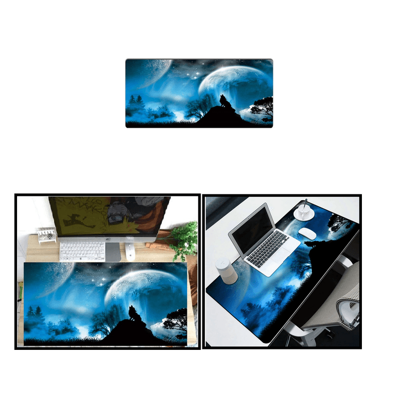 PC, gaming si accesorii - Periferice PC - Mousepad - Mousepad Cauciucat pentru Gaming 90 cm x 40 cm x 3 mm Model Lup Cusaturi Laterale si Baza Cauciucata - Infinity.ro