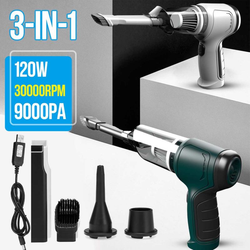 Electronice si Electrocasnice - Ingrijirea locuintei - Aspiratoare - Aspirator de mana fara fir multifunctional 3in1, 9000PA, 120W, cu filtru Hepa pentru masina, birou, casa, - Infinity.ro