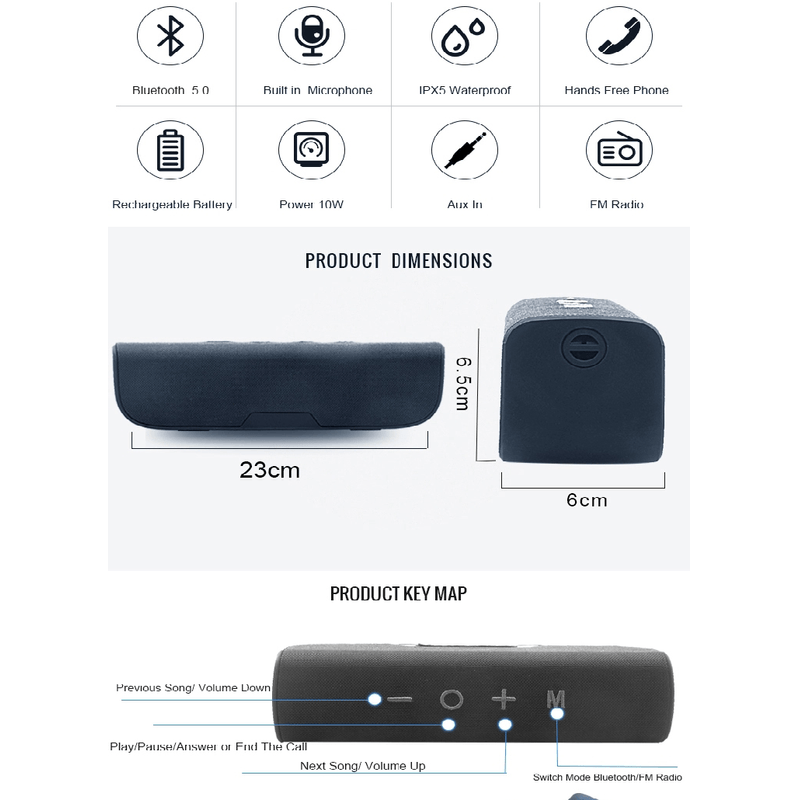 TV, Audio-Video si Foto - Portabile audio - Boxe portabile - Boxa bluetooth , f018, rezistenta la apa ipx5, aux, handsfree, portabila,, raza de actiune 10 m, autonomie 12 ore - Infinity.ro