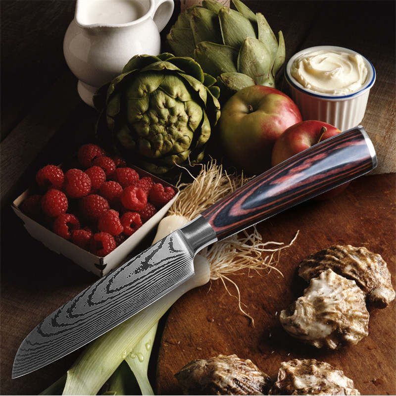 Casa si Gradina - Bucatarie si vesela - Vesela si tacamuri - Cutite si seturi de cutite - Set  cutite profesionale de bucatarie ,  otel Japonez HRC 60 , calire laser, maner deluxe pakka    , 9 cutite - Infinity.ro