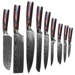 Casa si Gradina - Bucatarie si vesela - Vesela si tacamuri - Cutite si seturi de cutite - Set  cutite profesionale de bucatarie ,  otel Japonez HRC 60 , calire laser, maner deluxe pakka    , 9 cutite - Infinity.ro