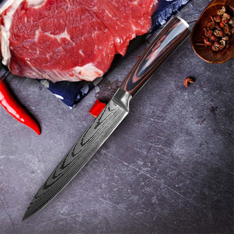 Casa si Gradina - Bucatarie si vesela - Vesela si tacamuri - Cutite si seturi de cutite - Set  cutite profesionale de bucatarie ,  otel Japonez HRC 60 , calire laser, maner deluxe pakka    , 9 cutite - Infinity.ro