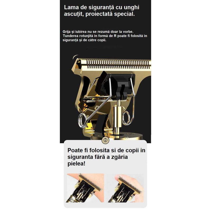 Ingrijire personala si Cosmetice - Aparate & accesorii ingrijire personala - Aparate de ras si tuns - Aparate de tuns - Masina profesionala de tuns barba si contur,Fara fir/Portabil, Auriu - Auriu - Infinity.ro