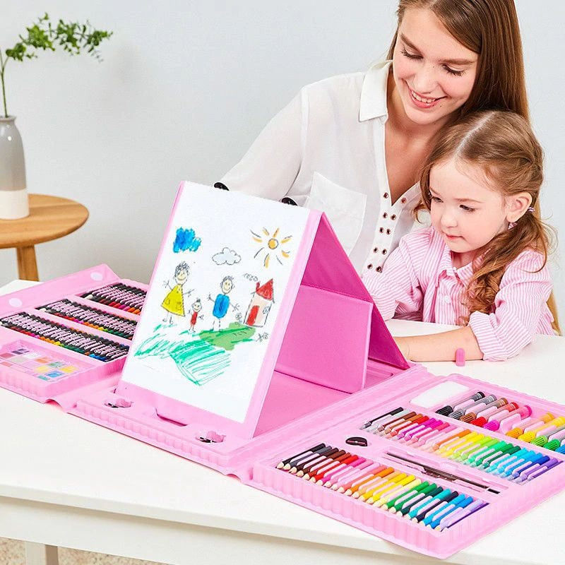 Jucarii, Copii si Bebe - Jucarii si jocuri - Jucarii & jocuri educative - Seturi pictura si desen - Set complet pentru pictura si desen format din 208 piese, Roz - Roz - Infinity.ro