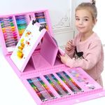 Jucarii, Copii si Bebe - Jucarii si jocuri - Jucarii & jocuri educative - Seturi pictura si desen - Set complet pentru pictura si desen format din 208 piese, Roz - Roz - Infinity.ro