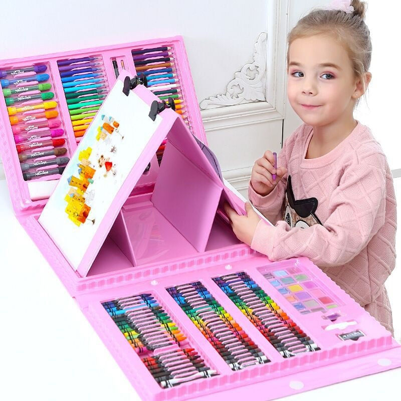 Jucarii, Copii si Bebe - Jucarii si jocuri - Jucarii & jocuri educative - Seturi pictura si desen - Set complet pentru pictura si desen format din 208 piese, Roz - Roz - Infinity.ro