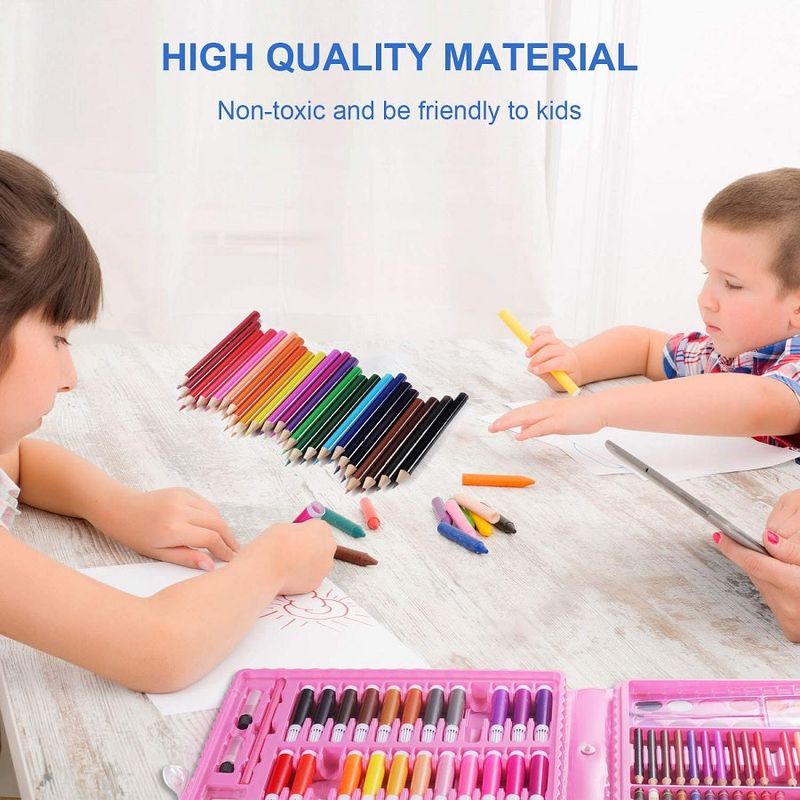 Jucarii, Copii si Bebe - Jucarii si jocuri - Jucarii & jocuri educative - Seturi pictura si desen - Set complet pentru pictura si desen format din 208 piese, Roz - Roz - Infinity.ro
