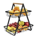 Casa si Gradina - Bucatarie si vesela - Ustensile bucatarie - Cosuri servire - Cos de fructe decorativ, Metal, 2 etaje, Negru - 300 x 200 x 100 mm - Infinity.ro
