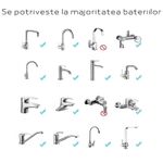 Casa si Gradina - Sanitare - Lavoar baie si accesorii - Accesorii baterii sanitare - Extensie Robinet Rotativa/Adaptor Apa Baterie,Argintiu/Chrome - 95 x 30 x 25 mm - Infinity.ro