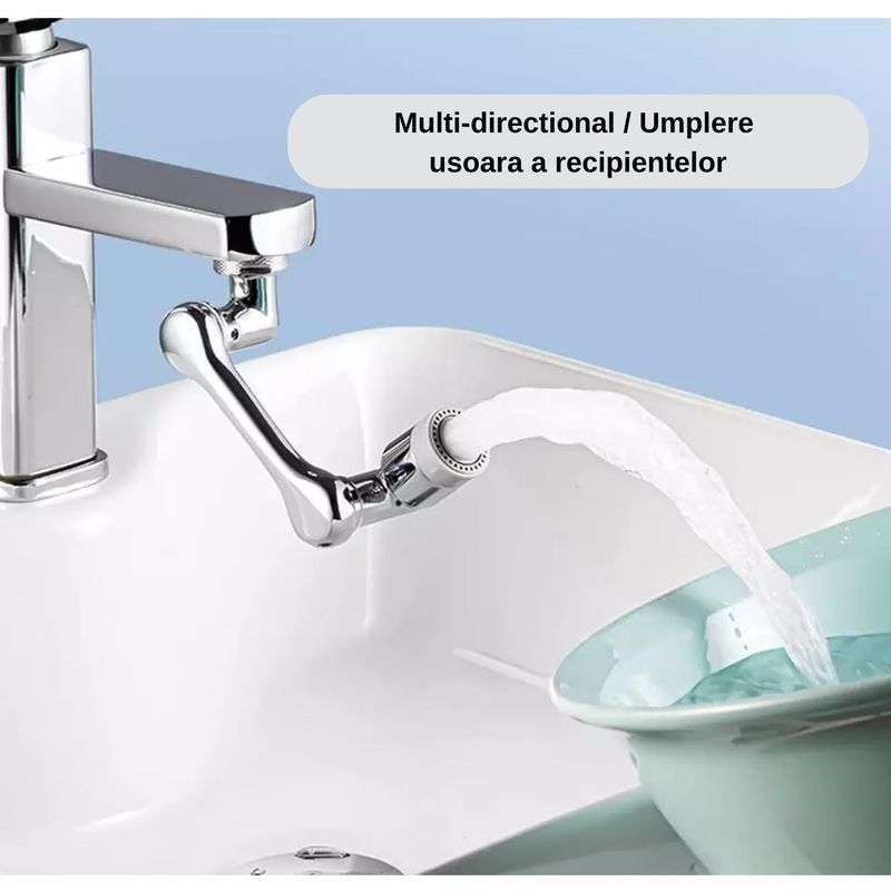 Casa si Gradina - Sanitare - Lavoar baie si accesorii - Accesorii baterii sanitare - Extensie Robinet Rotativa/Adaptor Apa Baterie,Argintiu/Chrome - 95 x 30 x 25 mm - Infinity.ro