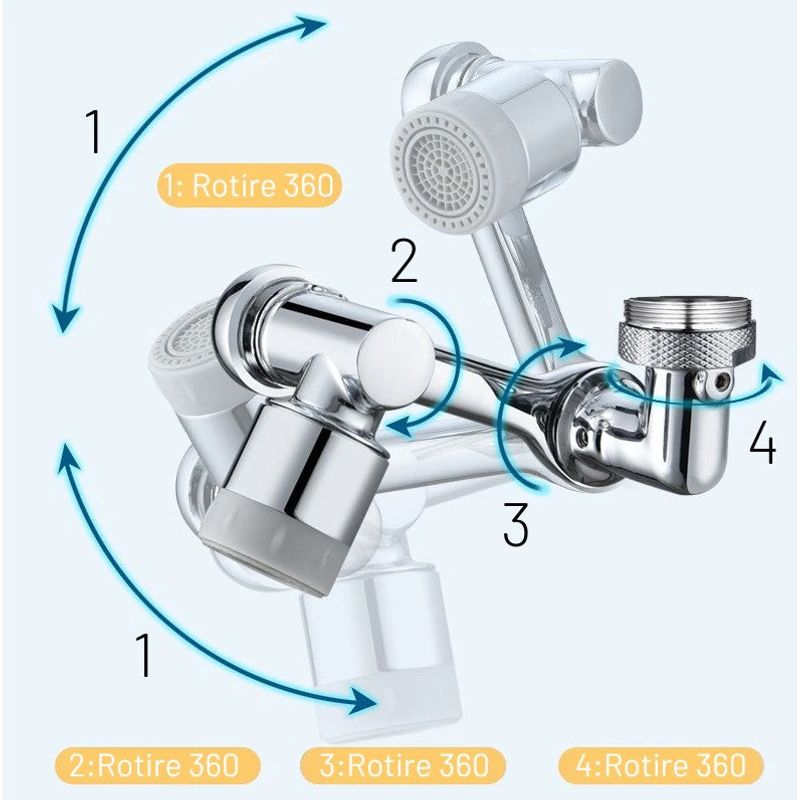 Casa si Gradina - Sanitare - Lavoar baie si accesorii - Accesorii baterii sanitare - Extensie Robinet Rotativa/Adaptor Apa Baterie,Argintiu/Chrome - 95 x 30 x 25 mm - Infinity.ro