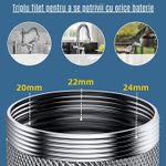 Casa si Gradina - Sanitare - Lavoar baie si accesorii - Accesorii baterii sanitare - Extensie Robinet Rotativa/Adaptor Apa Baterie,Argintiu/Chrome - 95 x 30 x 25 mm - Infinity.ro