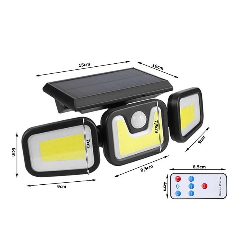 Casa si Gradina - Corpuri si surse de iluminat - Iluminat exterior - Lampi solare - Set 2 X Lampa Solara 103 COB LED Welora®, Putere 120 W, Senzor de Lumina, Senzor de Miscare - Infinity.ro