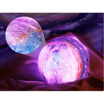 Casa si Gradina - Corpuri si surse de iluminat - Veioze si lampi - Lampi de veghe - Lampa de veghe 3D, Model Luna cu suport de lemn, Multicolor - 15 x 19 cm - Infinity.ro