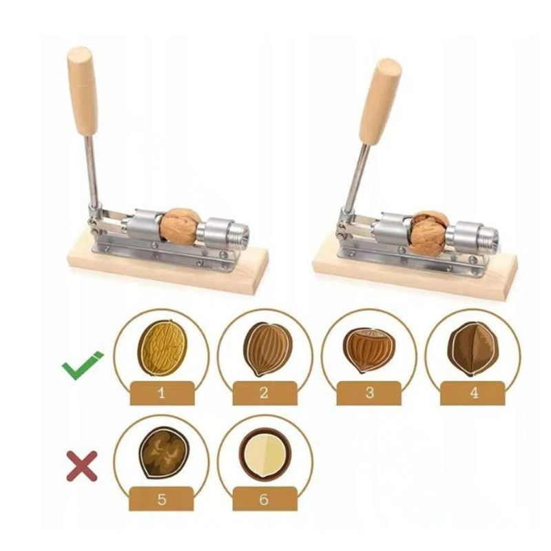 Casa si Gradina - Bucatarie si vesela - Ustensile bucatarie - Razatori si curatatoare - Spargator manual pentru nuci si alune, Ajustabil - Otel/Lemn - Infinity.ro