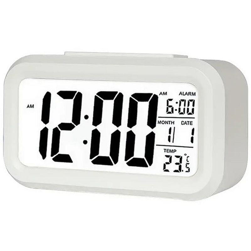 Casa si Gradina - Decoratiuni - Ceasuri - Ceas Digital cu Afisaj LED Data/Ora/Temperatura, Alarma, Alb - 75 x 130 x 45 mm - Infinity.ro