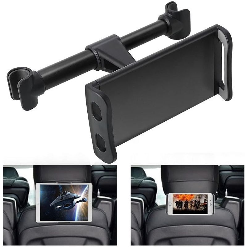 Auto si Moto - Piese auto si accesorii - Interior auto - Accesorii interior - Suport auto pentru telefon sau tableta cu fixare pe tetiera, Negru - Infinity.ro