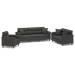 Casa si Gradina - Mobilier - Seturi de mobilier - Seturi living - Set de canapele cu perne, 3 piese, gri inchis, microfibra - Infinity.ro