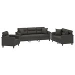 Casa si Gradina - Mobilier - Seturi de mobilier - Seturi living - Set de canapele cu perne, 3 piese, gri inchis, microfibra - Infinity.ro
