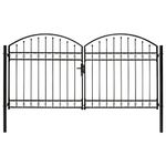 Casa si Gradina - Constructii - Usi interior, exterior si garaj - Usi garaj - Poarta de gard dubla cu arcada, negru, 300 x 150 cm, otel - Infinity.ro