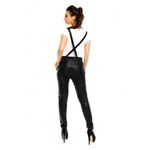 Fashion, accesorii si bijuterii/Femei/Imbracaminte femei/Salopete femei - Salopeta dama, din piele ecologica, neagra, L - Infinity.ro