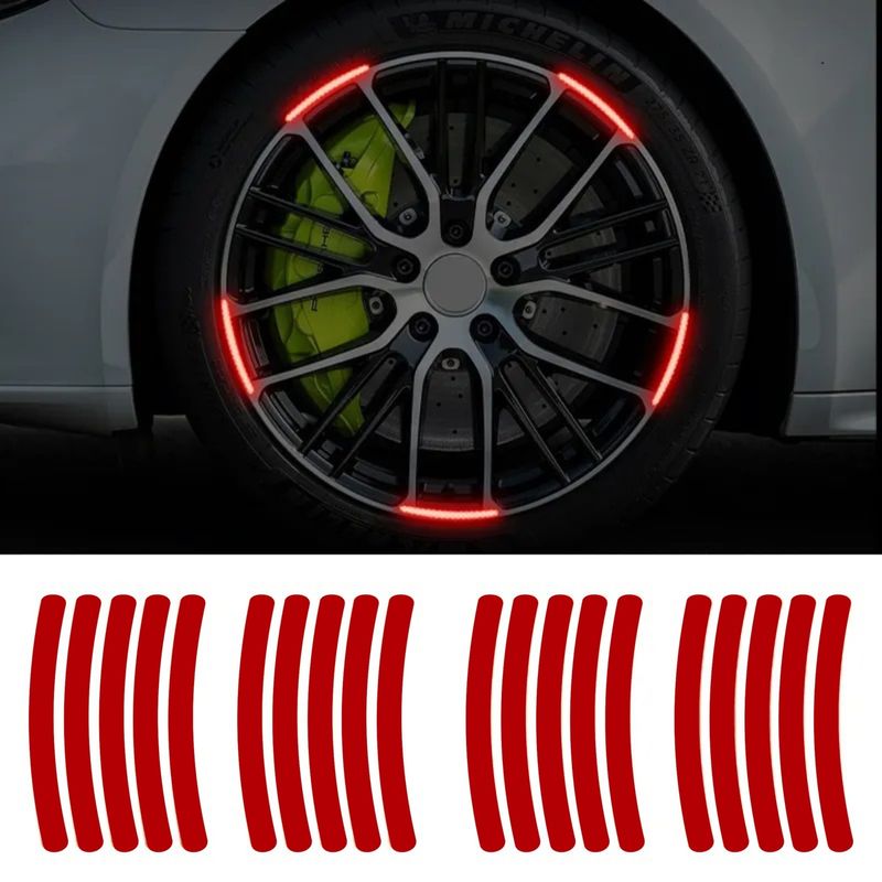 Auto si Moto - Piese auto si accesorii - Caroserie - Ornamente exterior auto - Set 20 bucati Elemente Reflectorizante "Wheel Arch" pentru autoturisme, biciclete, motociclete, atv-uri, scutere, culoare rosie - Infinity.ro