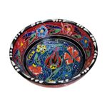 Casa si Gradina - Bucatarie si vesela - Vesela si tacamuri - Farfurii si boluri - Bol turcesc ceramic in relief,  diametru 16 cm, handmade, EHA - Rosu - Infinity.ro