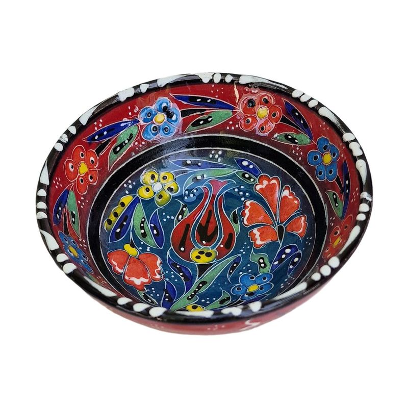 Casa si Gradina - Bucatarie si vesela - Vesela si tacamuri - Farfurii si boluri - Bol turcesc ceramic in relief,  diametru 16 cm, handmade, EHA - Rosu - Infinity.ro