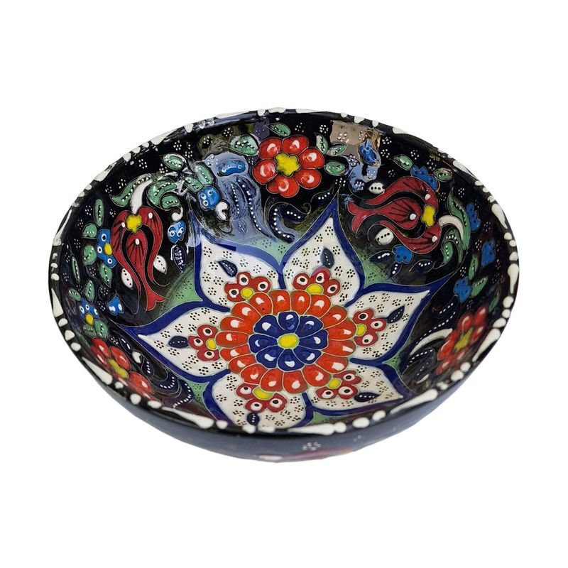 Casa si Gradina - Bucatarie si vesela - Vesela si tacamuri - Farfurii si boluri - Bol turcesc ceramic in relief,  diametru 16 cm, handmade, EHA - Rosu - Infinity.ro