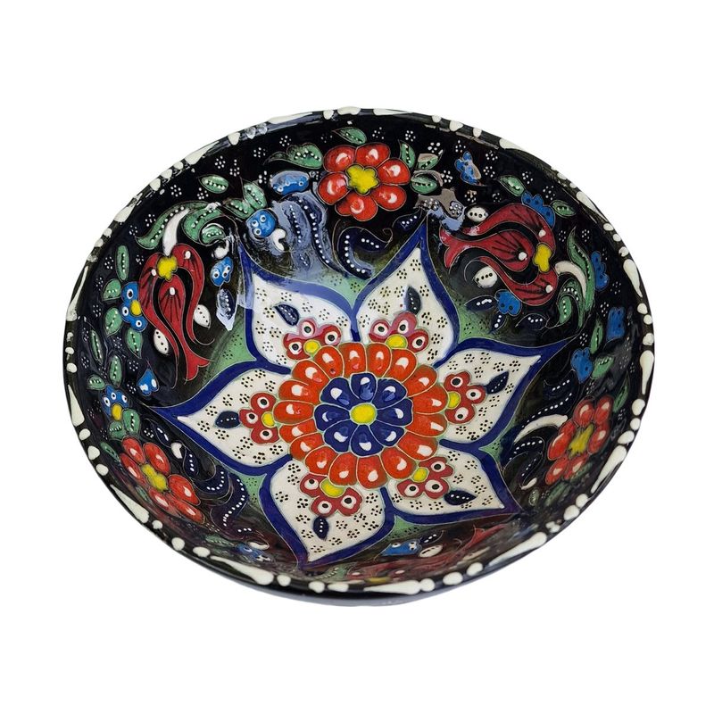 Casa si Gradina - Bucatarie si vesela - Vesela si tacamuri - Farfurii si boluri - Bol turcesc ceramic in relief,  diametru 16 cm, handmade, EHA - Rosu - Infinity.ro