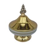 Casa si Gradina - Bucatarie si vesela - Vesela si tacamuri - Vesela pentru servire - Zaharnita ceramica si zamac, stil ottoman cu capac Ø14.5xh17 cm, EHA - Auriu - Infinity.ro