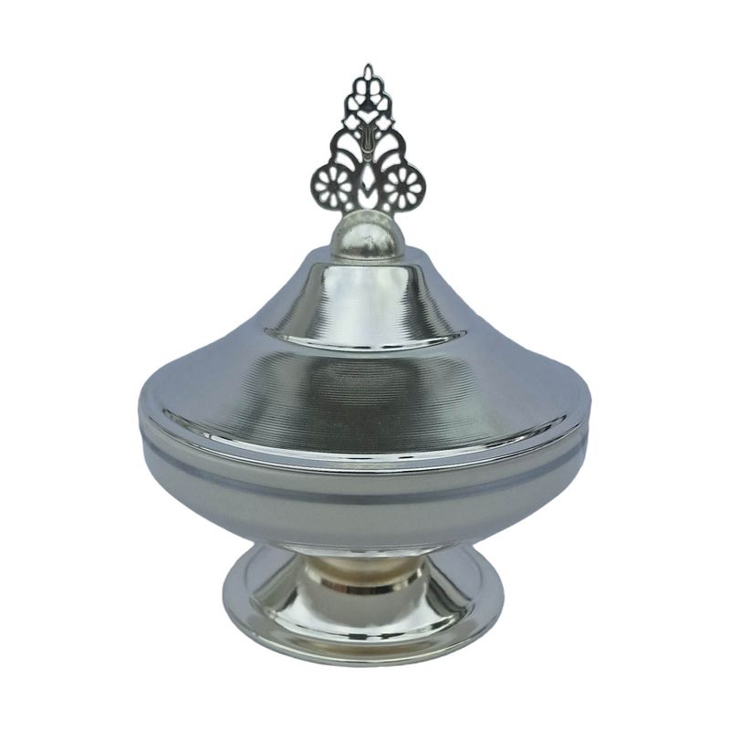 Casa si Gradina - Bucatarie si vesela - Vesela si tacamuri - Vesela pentru servire - Zaharnita ceramica si zamac, stil ottoman cu capac Ø14.5xh17 cm, EHA - Argintiu - Infinity.ro