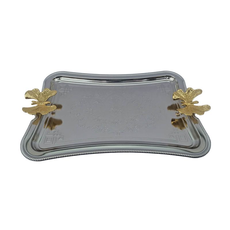 Casa si Gradina - Bucatarie si vesela - Vesela si tacamuri - Vesela pentru servire - Tavita cu ornament stil turcesc din zamac, I17.5xl25xh1.5 cm, EHA - Argintiu - Infinity.ro