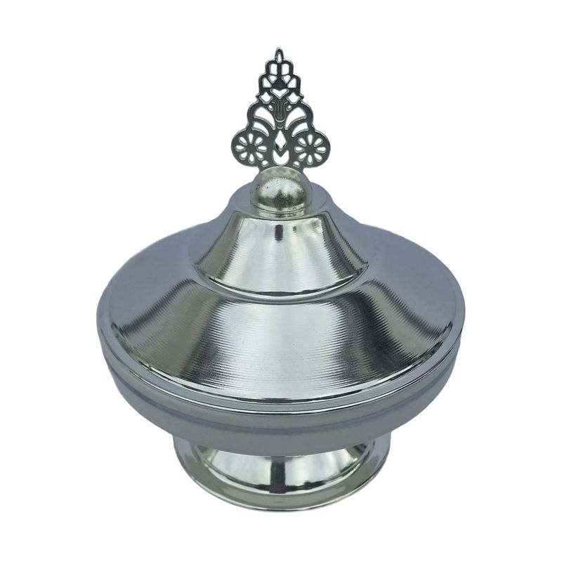 Casa si Gradina - Bucatarie si vesela - Vesela si tacamuri - Vesela pentru servire - Zaharnita ceramica si zamac, stil ottoman cu capac Ø14.5xh17 cm, EHA - Argintiu - Infinity.ro