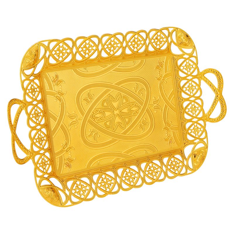 Casa si Gradina - Bucatarie si vesela - Vesela si tacamuri - Vesela pentru servire - Tavita dreptunghiulara stil Ottoman din zamac, I43Xl21xH3 cm, EHA - Argintiu - Infinity.ro