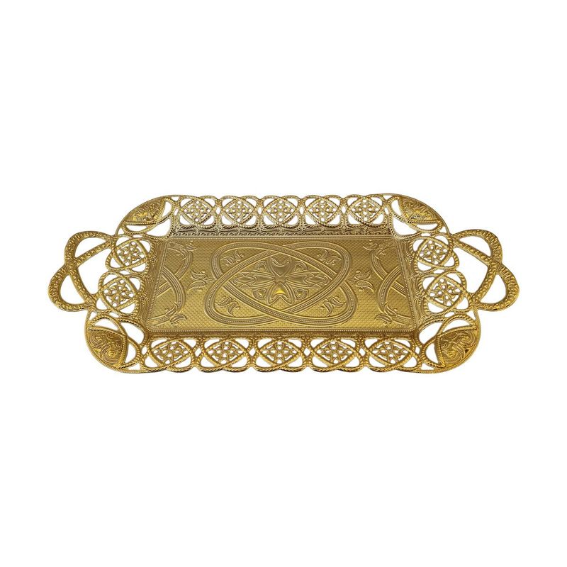 Casa si Gradina - Bucatarie si vesela - Vesela si tacamuri - Vesela pentru servire - Tavita dreptunghiulara stil Ottoman din zamac, I43Xl21xH3 cm, EHA - Argintiu - Infinity.ro