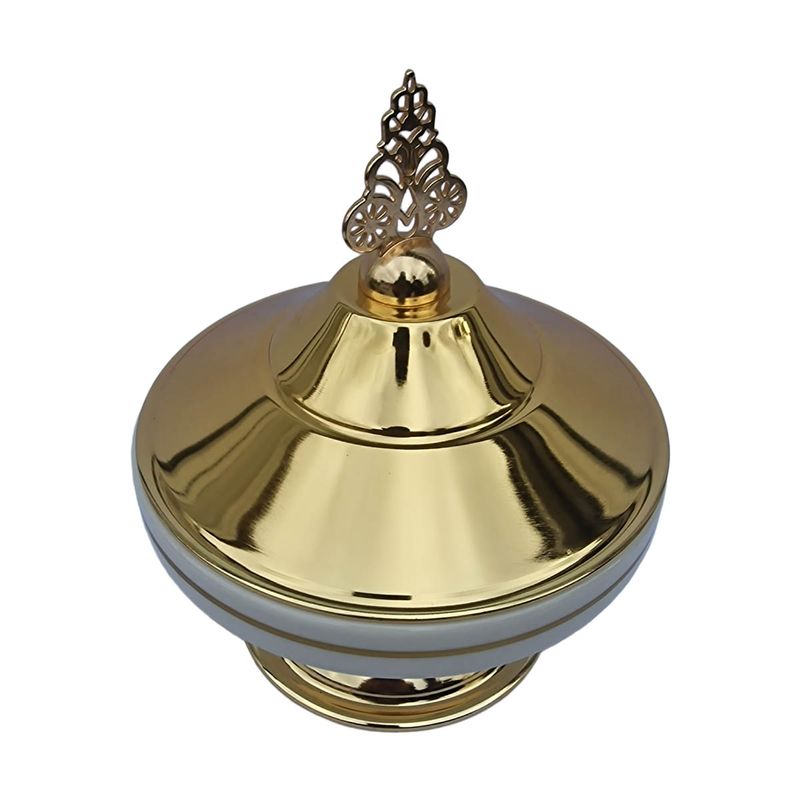 Casa si Gradina - Bucatarie si vesela - Vesela si tacamuri - Vesela pentru servire - Zaharnita ceramica si zamac, stil ottoman cu capac Ø14.5xh17 cm, EHA - Argintiu - Infinity.ro