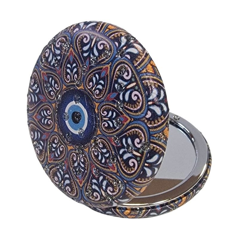 Ingrijire personala si Cosmetice - Machiaj - Oglinzi cosmetice - Oglinda rotunda cu ornamente stil turcesc, Ø7.5xh2 cm, EHA - Infinity.ro