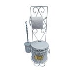 Casa si Gradina - Sanitare - Obiecte sanitare - Accesorii vase de toaleta - Stand metalic pentru toaleta cu cos, perie si suport hartie igienica, Ø30xH57 cm - Alb - Infinity.ro