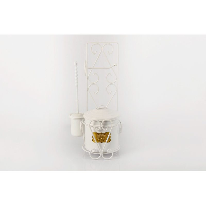 Casa si Gradina - Sanitare - Obiecte sanitare - Accesorii vase de toaleta - Stand metalic pentru toaleta cu cos, perie si suport hartie igienica, Ø30xH57 cm - Alb - Infinity.ro