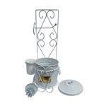 Casa si Gradina - Sanitare - Obiecte sanitare - Accesorii vase de toaleta - Stand metalic pentru toaleta cu cos, perie si suport hartie igienica, Ø30xH57 cm - Alb - Infinity.ro