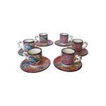 Casa si Gradina - Bucatarie si vesela - Cani si pahare - Cani si cesti - Set cafea turceasca ceramica, pictat manual, multicolor rosu, EHA - 12 - Infinity.ro