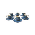Casa si Gradina - Bucatarie si vesela - Cani si pahare - Cani si cesti - Set cafea turceasca ceramica, pictat manual, 12 piese, albastru inchis cu flori, EHA - Infinity.ro