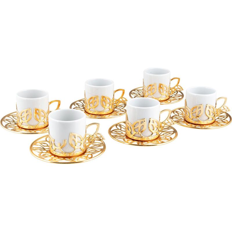Casa si Gradina - Bucatarie si vesela - Cani si pahare - Cani si cesti - Set 6 cesti cafea turceasca cu farfurioara, 60 ml x 6, Ø5xh6 cm/ Ø11xh1.5 cm, EHA - Argintiu - Infinity.ro