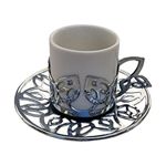 Casa si Gradina - Bucatarie si vesela - Cani si pahare - Cani si cesti - Set 6 cesti cafea turceasca cu farfurioara, 60 ml x 6, Ø5xh6 cm/ Ø11xh1.5 cm, EHA - Argintiu - Infinity.ro